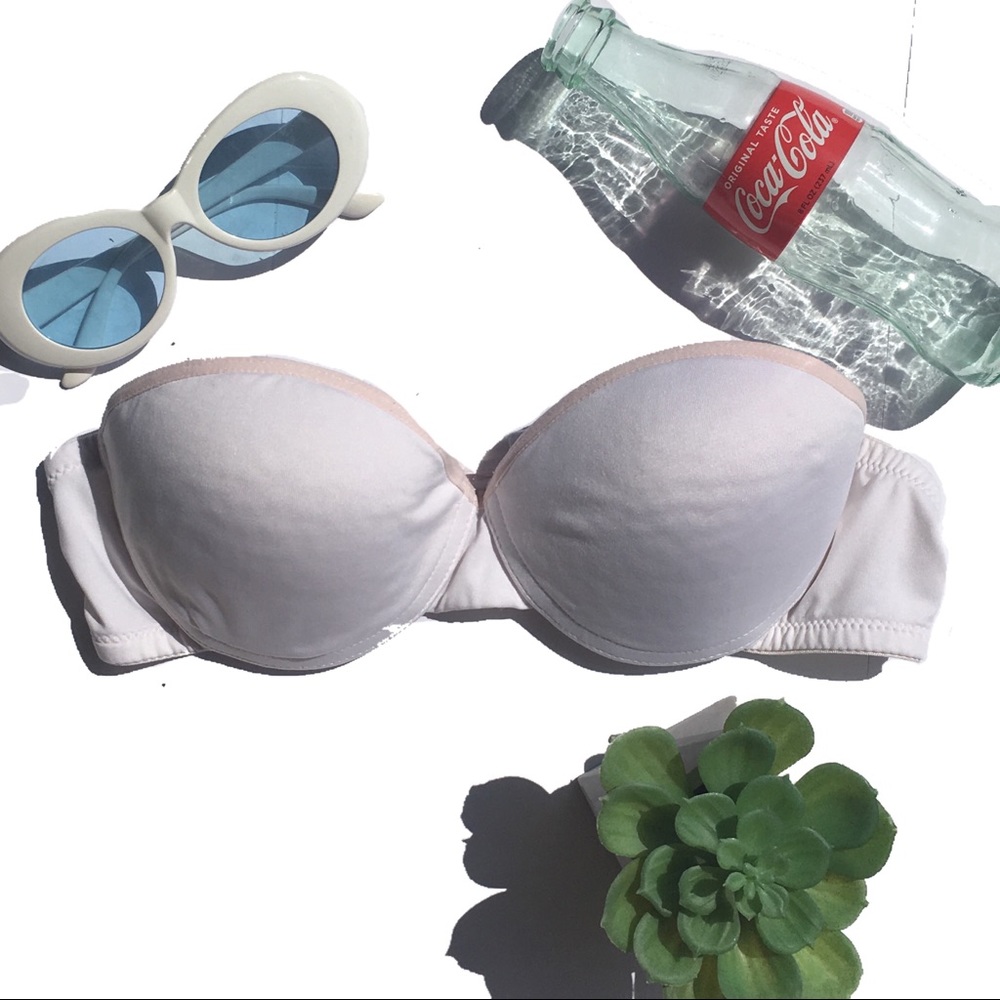 White Strapless Swim Suit Top